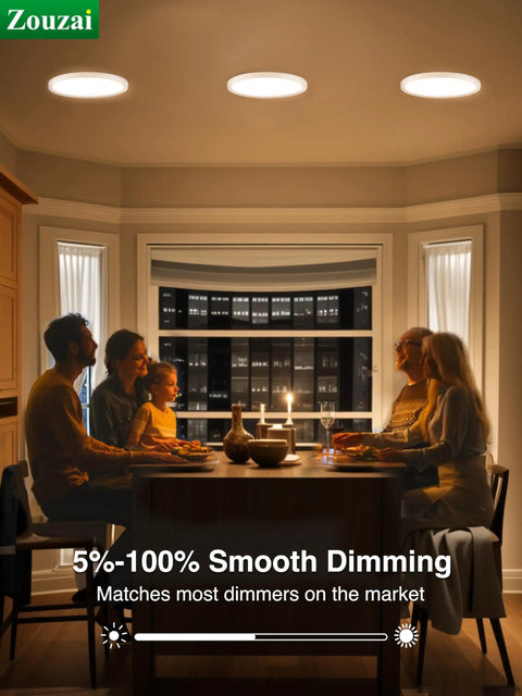 Family dining under Slim Dope 7 Inch LED Flush Mount Ceiling Light Dimmable 5 CCT Selectable 2700K 3000K 4000K 5000K 6000K For Bedroom Energy Star ETL Listed White Four Pack Today.