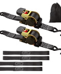 Two Pack 2 Inch Retractable Ratchet Straps With Storage Bag, Self Retracting Tie Down Straps 15 Ft, 3,300 Lb Break Strength