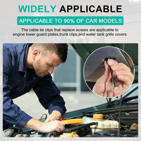 150 Pcs Nylon Universal Cable Tie Buckles For Auto Repairs And Daily Maintenance in use by mechanic on car engine