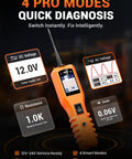 Front view of All In One Power Circuit Probe Kit For Cars And Trucks 12V 24V Automotive Circuit Tester with digital display showing voltage and resistance.