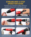 Top Shelf Rivet Gun Adapter Kit Turns Your Cordless Drill Into A Heavy Duty Power Riveter, demonstrating installation steps with parts.