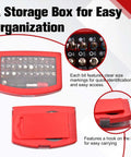 Dope 32-Piece Screwdriver Bit Set For Any Home DIY Job Includes Hex Slotted Phillips Torx Star Security Heads Plus Adapter And Locking Extension To Bust Furniture Assembly Easy.. red storage case with labeled bit slots and hook back