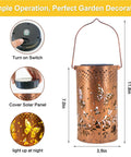 Outdoor Solar Lanterns Hanging Light With Butterfly Pattern Waterproof Led Garden Decor dimensions and features shown