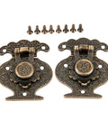 Two Pack Key Hasp Lock Antique Brass For Wooden Jewelry Boxes And Gift Boxes, decorative latch with screws, vintage style