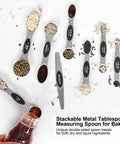Magnetic Measuring Spoons Set Stainless Steel With Leveler Seven Piece Double Headed Spoons for baking and cooking