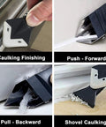 Silicone Caulking Tool Kit 3 In 1 Caulk Remover And Grout Removal Tool with Glass Glue Angle Scrapers in use from various angles.