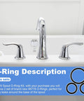 Moen 96778 O-Ring Kit For Kitchen Faucets image showing faucet with O-Ring description, 2 sets for leak prevention