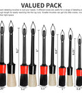10 Piece Pro Grade Car Detailing Brush Set For Interior Exterior Cleaning Boar Hair Brushes With Beefy Bristles Valued Pack Image