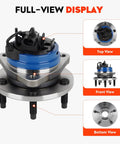 Front Wheel Hub Bearing Assembly Fits Malibu 2004 2012 Cobalt 2008 2010 HHR 2008 2010 Pontiac G6 2005 2010 Saturn Aura 2007 2009 5 Lug With ABS Replacement 513214 1 Piece, shown in top, front, and bottom views.
