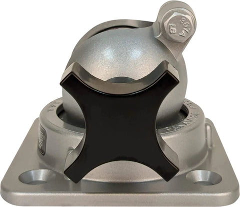 Beefy Heavy Duty Base For 437 Fixturing Head With 1 Inch Shaft Depth, showing single knob control and mounting holes.