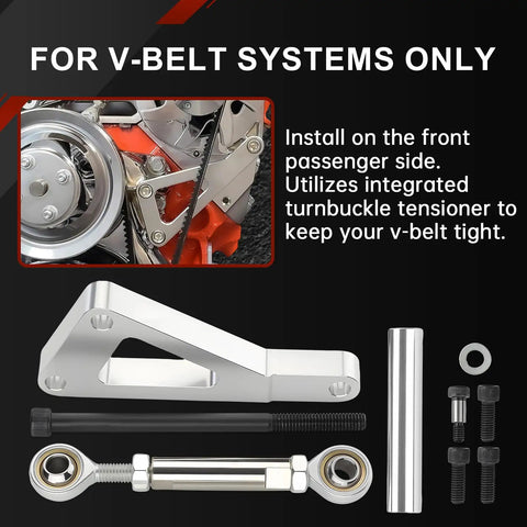 Adjustable Alternator Bracket Kit for Small Block Chevy SBC 305 327 350 383 5.0L 5.7L V8 with Long Water Pump Aluminum Mounting Bracket