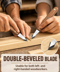 Straight Shooter High Carbon Steel Wood Marking Knife For Dead On Precision Scoring used by woodworkers on a workpiece.
