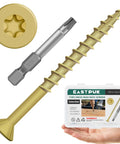 Tan Exterior Deck Screws Two And A Half Inch No Ten Wood Screws For Outdoor Decking 62 Piece Pack Rust Resistant Epoxy Coated