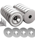 Heavy Duty 12 Pack Neodymium Pot Magnets With Countersunk Holes, Each 0.79 by 0.28 Inches, 25 Lb Pull, 22 Lb Vertical Hold