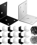 Heavy Duty Chrome Coated Iron Corner Brackets With Mounting Screws, black and chrome finishes, ideal for DIY upgrades.