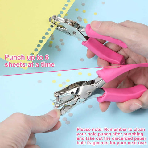 Using 12 Pack Dope Cushioned Grip Single Hole Paper Punch Heavy Duty Hand Tool for greeting cards and scrapbooks
