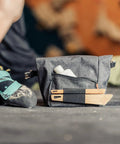 Climbing shoes and chalk bag with Best Ever Climbing Brush For Chalk And Bouldering Vegan Chalk Bag Friendly Rock Climbing Brush