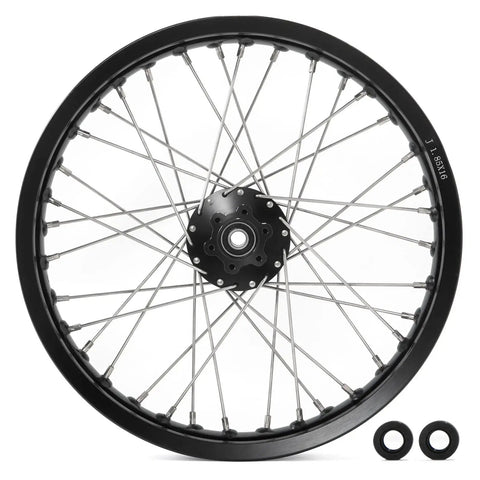 16 Inch Rear Spoke Wheel Hub Rim For Sur Ron Light Bee X Light Bee S Segway X160 X260 79 Bike Falcon M E Ride Pro SS Off Road Dirt Bike Anodized Rim 7116 T7 Alloy Black Hub Built To Tear Up Rough Trails