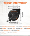 Product diagram of heavy duty centrifugal blower fan with dimensions and specifications.