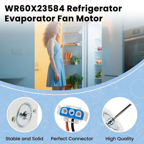 Evaporator Fan Motor For GE And Hotpoint Refrigerators, Replacement Part Fits WR60X10046 WR60X10141, product image