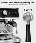All In One Espresso Machine With Built In Grinder 20 Bar Pressure Milk Frother Steam Wand Removable Water Tank close-up