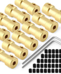 Brass Shaft Coupling Connector For Motor Shaft Extension From Three Point One Seven Millimeter To Four Millimeter Ten Pack Includes Two Allen Wrenches And Forty Screws, brass couplings and set screws