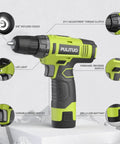 12V Cordless Drill Set With Battery And Charger, Lightweight And Compact, No Cords to Drag, Three Eighth Inch Keyless Chuck, Built In LED, 21 Plus 1 Torque Settings for Fast, Precise Home Improvement Projects