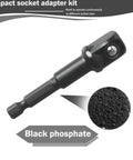 Impact Grade Socket Adapter Set With Universal Fit For One Quarter Inch, Three Eighths Inch, And One Half Inch Drive, black phosphate