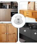 Four Pack Stick On Self Adhesive Cabinet Knobs Silver Stainless Steel Drawer Pulls No Drilling For Glass Cabinets