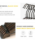 Heavy Duty Wood Coat Hangers With Smooth Retro Finish Boutique Quality Pro Grade Wooden Suit Hangers Thick Non Slip Rubber Pants Bar Extra Smooth Notches 360 Degree Swivel Black Hook 18 Pack showing black hooks and non-slip notches