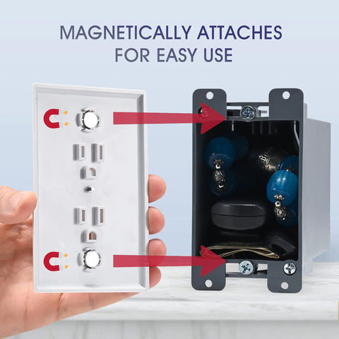 Hidden Wall Outlet Safe Disguised Electrical Receptacle With Magnetic Mounts for Quick Access to Cash, Jewelry, Keys, 20 Cubic Inches