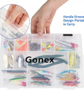 3600 Tackle Trays Three Pack Transparent Fishing Tackle Boxes Organizer with adjustable dividers for lures and hooks.