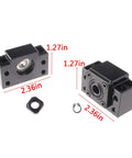 Detailed view of SFU1605 250mm Ball Screw Kit end supports BK12 BF12, dimensions shown, CNC coupler parts, silver finish.