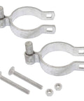 Tough As Nails Heavy Duty Chain Link Fence Gate Hinge Set With Bolts For 3 Inch Gate Frames Fits 2 7/8 Inch OD Posts Pack Of 2 Hot Dip Galvanized Rust Resistant Outdoor Hardware, showing hinge set with bolts and nuts.