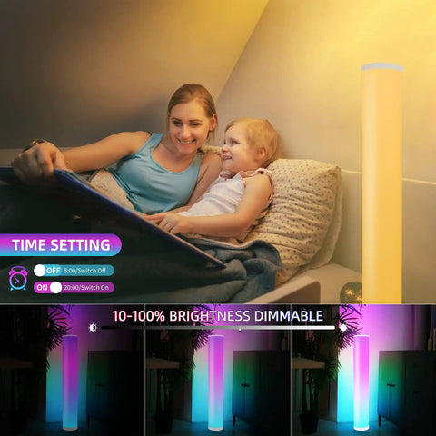 Two Pack RGB Floor Lamps With Music Sync App Control And Time Settings Dimmable Color Changing Standing Lamps for bedroom