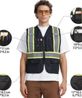 Custom Printed High Visibility Safety Vest With Wide Reflective Tape And Matte Black Build Designed For Hard Working Teams Wanting A Dope Fresh Edge On The Job with pocket details.