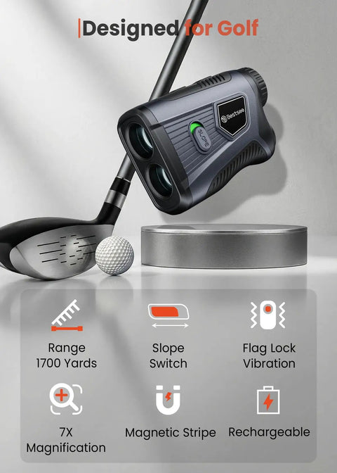 Golf Rangefinder With Slope And Pin Lock, 1700 Yard Laser Range Finder for Golf, Hunting and Archery, USB-C, magnetic strip