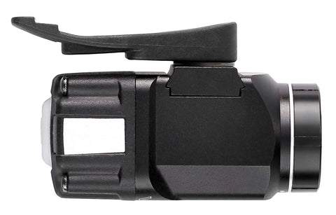 Side view of Vantage II 350 Lumen Hands Free Helmet Light With Rear Safety LED For Fire Service Industrial Job Site Use Helmet Mounted Illumination Delivers Bright Close Range Visibility.