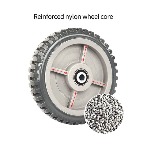 Close-up of reinforced nylon wheel core of Six Inch Rubber Caster Wheels Heavy Duty Anti Skid Swivel Casters.