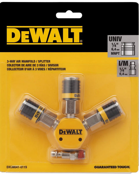 3 Way Air Manifold With Plug And Universal Coupler Kit for Pneumatic Tools, preassembled air splitter with 300 PSI max pressure