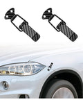 2 Pack Car Bumper Clips Hook Lock Kit With Carbon Fiber Hood Pins Toggle Clamp installed on white car fender
