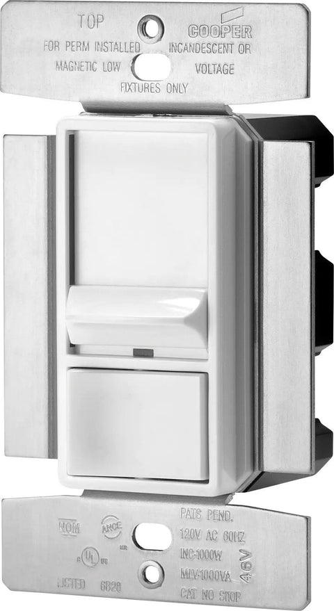 Skye Three Way Single Pole Smooth Slide Decorator Dimmer With Preset 1000 Watt White Finish for Incandescent and Magnetic Low Voltage Lighting