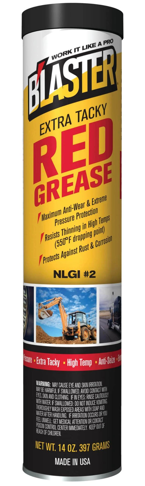 Extra Tacky Red Grease For Heavy Duty High Temperature And High Pressure Use With Boss Level Wear Protection, 14 oz jar