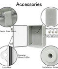 Diagram showing IP65 Waterproof Junction Box Enclosure With Hinged Clear Cover accessories including latch, plate, and screw details.