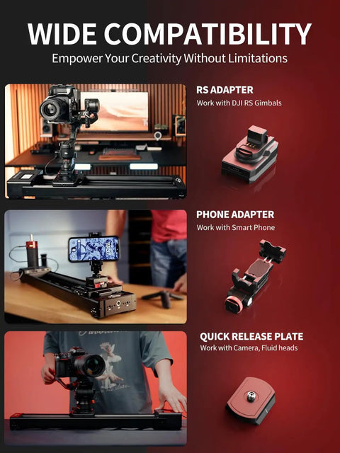 Shark Slider Nano II 860 Motorized Camera Slider For DJI RS2 RS3 Pro RS4 RS4 Pro RS5 Gimbals With 360 Pan, multi-axis features.