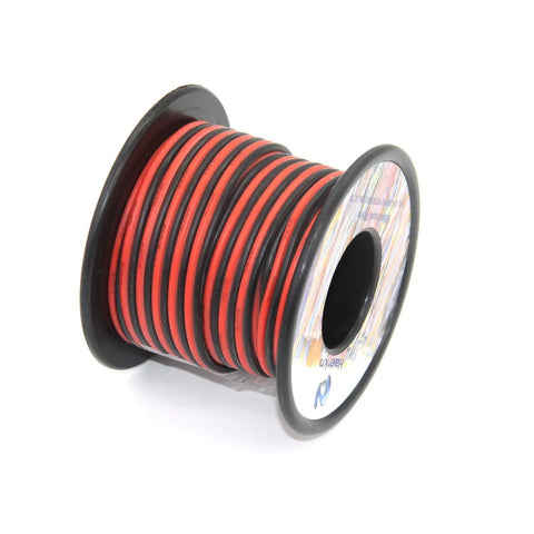 18 AWG Silicone Electrical Wire 2 Conductor Parallel Hook Up Wire 60 Ft Total Black And Red 30 Ft Each on a spool