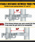 Chain Link Gate Latch 1-3/8 Inch For Fence Posts Spaced 1.8 To 3.4 Inches, Galvanized Farm Fence Lock Suitable Distance Display