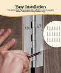 Installing 12 Inch Stainless Steel Piano Hinge 3 Pack Continuous Hinges With Holes Heavy Duty Polished on door with screws included