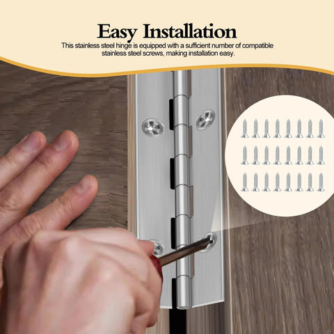Installing 12 Inch Stainless Steel Piano Hinge 3 Pack Continuous Hinges With Holes Heavy Duty Polished on door with screws included