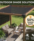 Fifty Percent Shade Cloth For Garden And Patio Sun Shade Netting UV Resistant Outdoor Tarp For Chicken Coops Greenhouses Plants Backyards And Pergolas Heavy Duty Grommeted Shade Netting Measuring 6x42 Feet over patio furniture